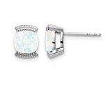 1.75 carat (ctw) Lab-Created Solitaire Opal Earrings in 14K White Gold
